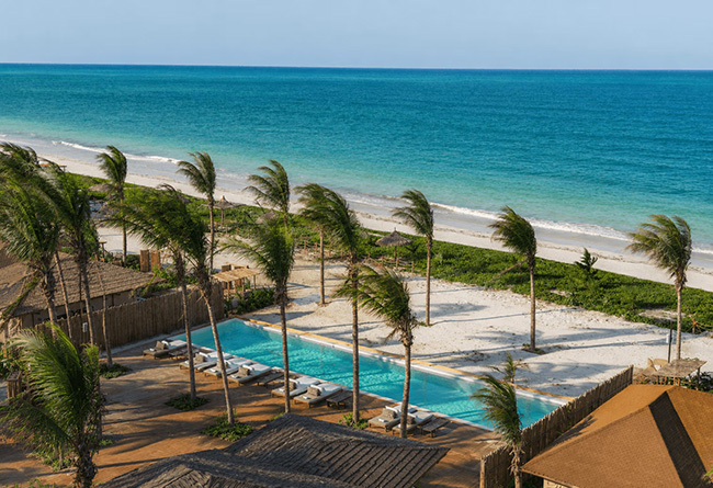 Swimming pool overlooking Paje Beach and the Indian Ocean at ENVI Paje Zanzibar