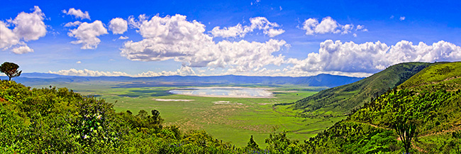 Panoramic view of the Ngorongoro Crater